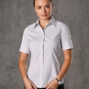Women's Ticking Stripe Short Sleeve Shirt