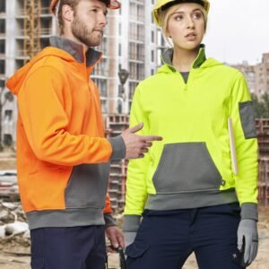 Unisex Hi Vis ¼ Zip Premium Fleece Hoodie