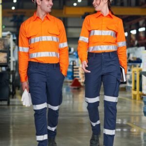 Unisex Cotton Stretch Rip-Stop Work Pants With Segmented Tape