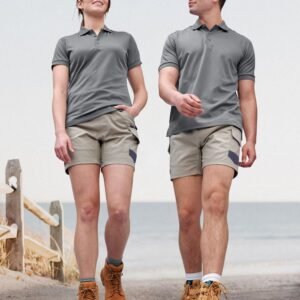 UNISEX COTTON STRETCH DRILL CUFFED WORK SHORTS